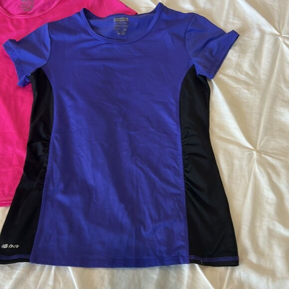 Lot of 2 New Balance Dry Girls' Pink & Blue Semi-Fitted Workout Top Size Large - Picture 2 of 9